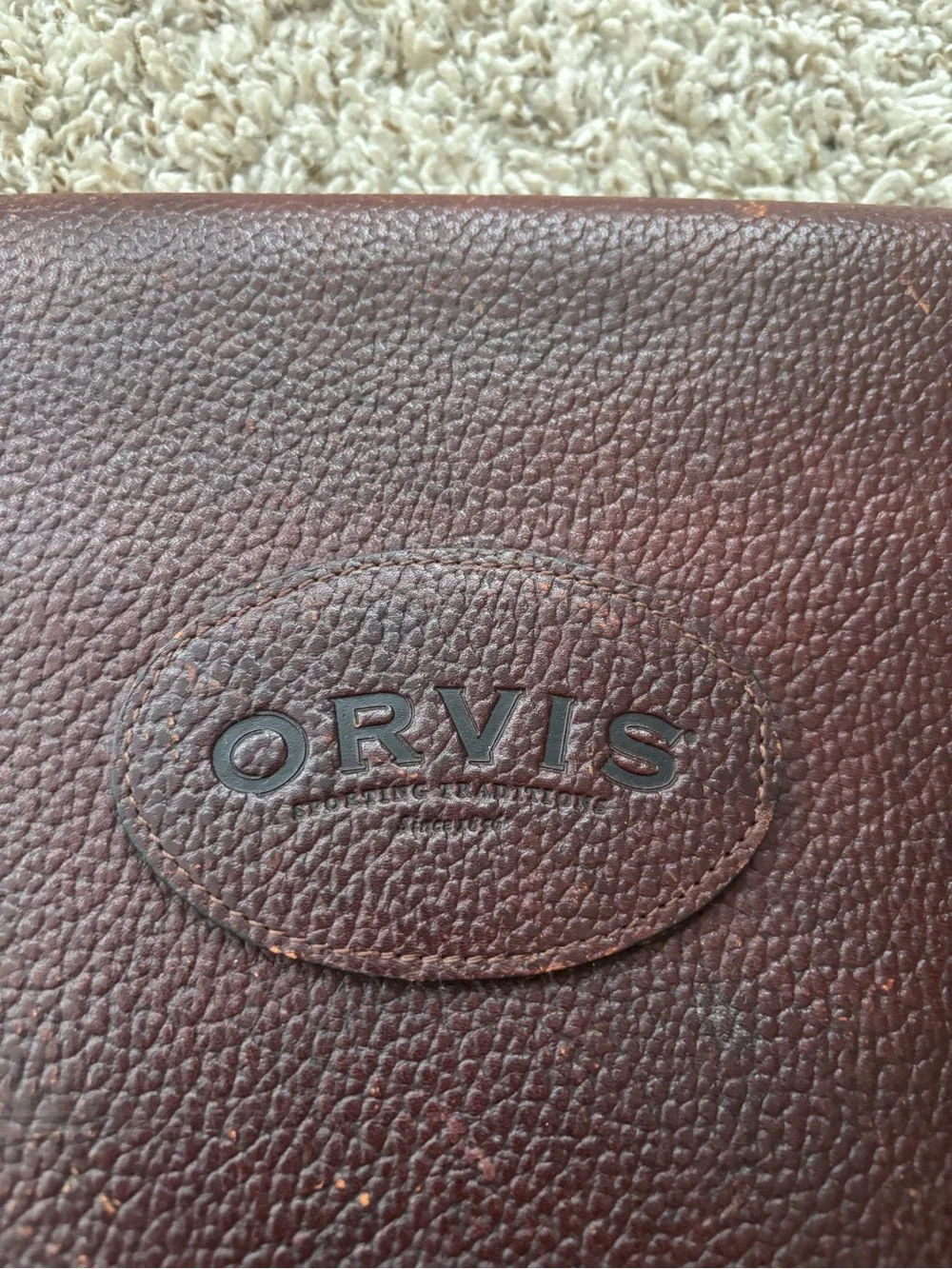 Vintage Orvis Deep Chestnut Pebbled bullhide Leather Briefcase